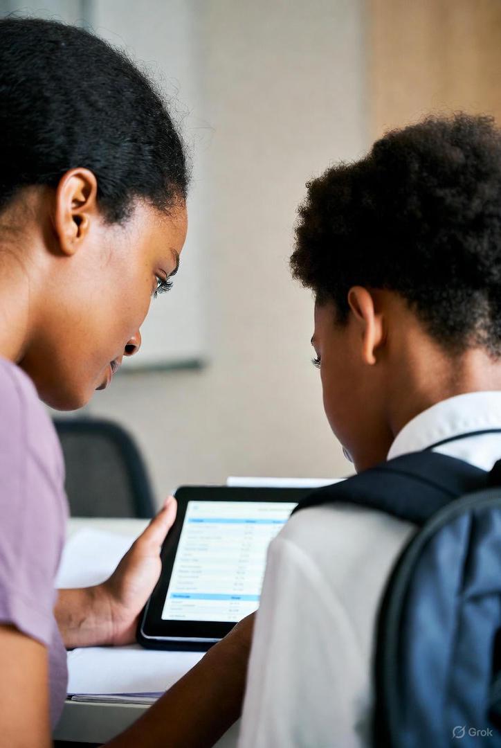 Parent checking learner progress on mobile