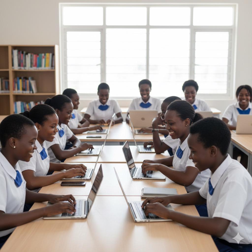 Students using Salone SMS